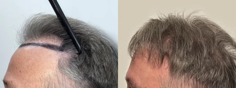 Patient p631 hair transplant before and after left view